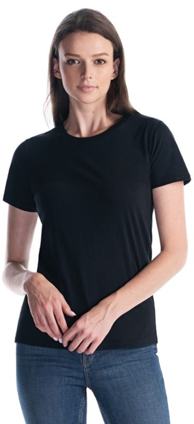 Am image of a Custom Jerico Ladies Essential Cotton T Shirt in Black!
