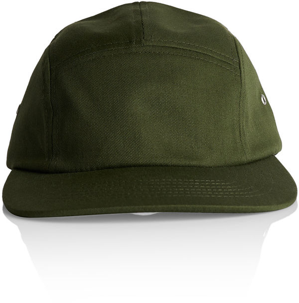 An image of a Custom AS Colour Finn Five Panel Cap in Army!