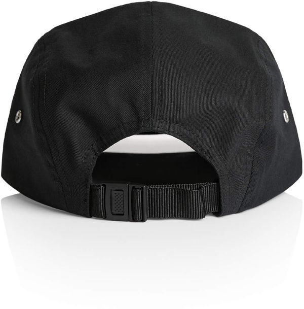 Am image of a Custom AS Colour Finn Five Panel Cap in Black!