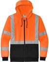 Am image of a Custom CornerStone ANSI 107 Class 3 Heavy Duty Fleece Full Zip Hoodie in Safety Orange!