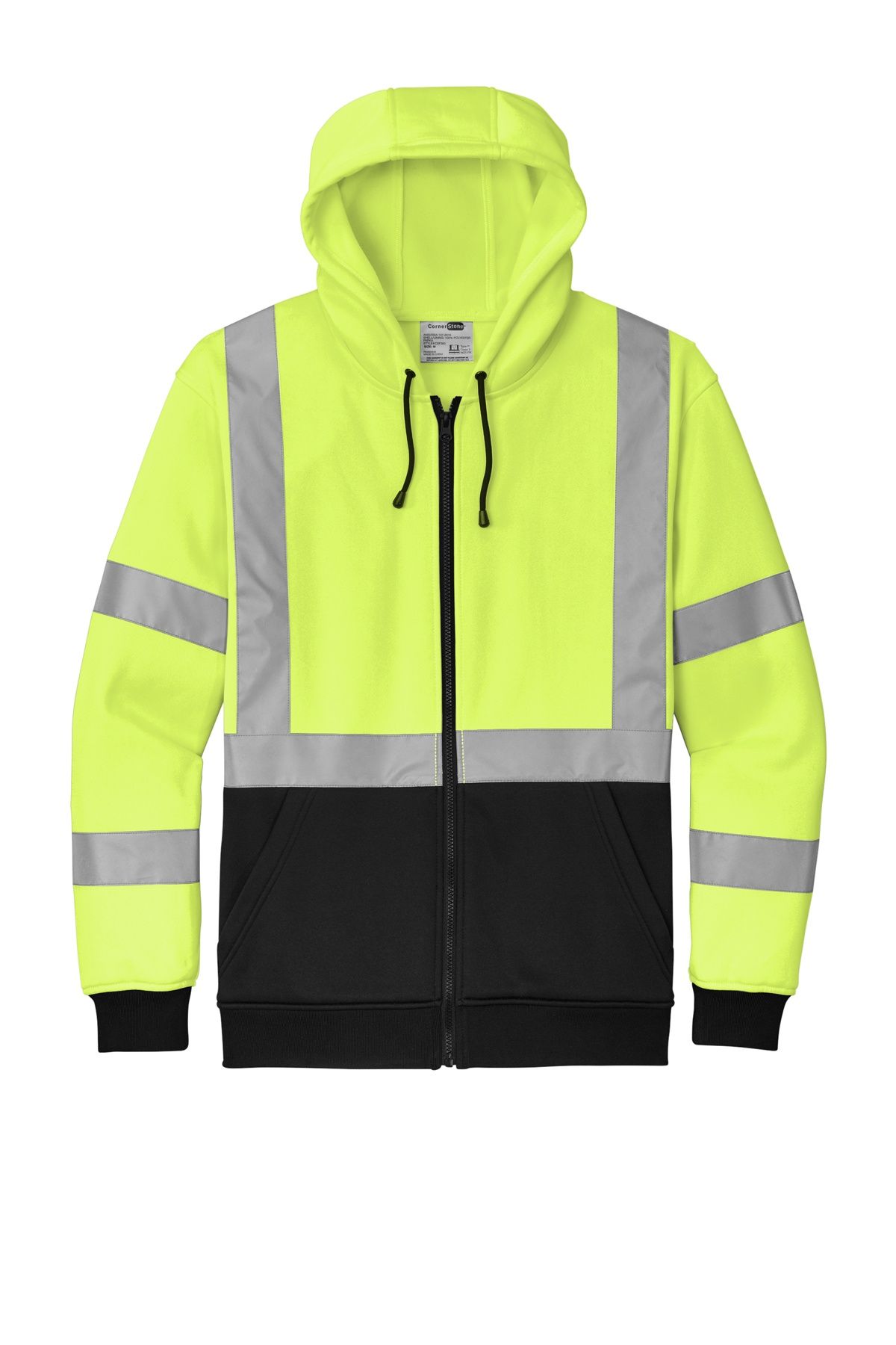 CornerStone ANSI 107 Class 3 Heavy Duty Fleece Full Zip Hoodie in Safety Yellow