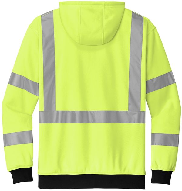 An image of a Custom CornerStone ANSI 107 Class 3 Heavy Duty Fleece Full Zip Hoodie in Safety Yellow!