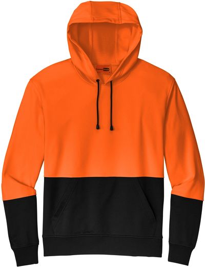 Am image of a Custom CornerStone Enhanced Visibility Fleece Pullover Hoodie in Safety Orange!