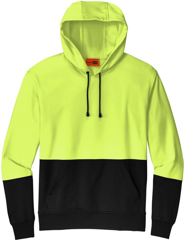 An image of a Custom CornerStone Enhanced Visibility Fleece Pullover Hoodie in Safety Yellow!