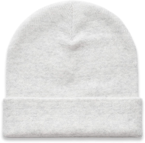 Am image of a Custom AS Colour Cuff Beanie in White Heather!