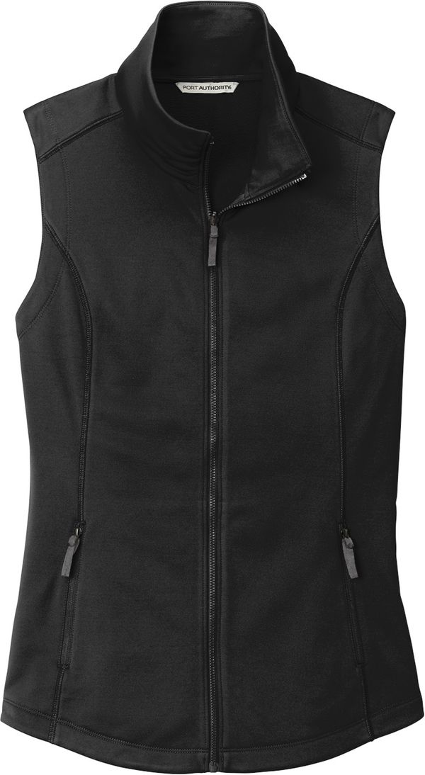 Am image of a Custom Port Authority Ladies Collective Smooth Fleece Vest in Deep Black!