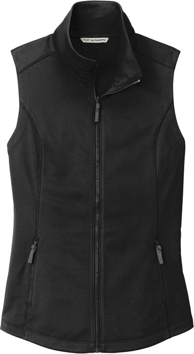 Am image of a Custom Port Authority Ladies Collective Smooth Fleece Vest in Deep Black!
