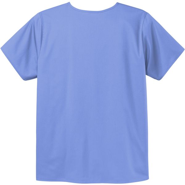 Am image of a Custom WonderWink Unisex WorkFlex Chest Pocket V Neck Top in Ceil Blue!