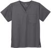 Am image of a Custom WonderWink Unisex WorkFlex Chest Pocket V Neck Top in Pewter!