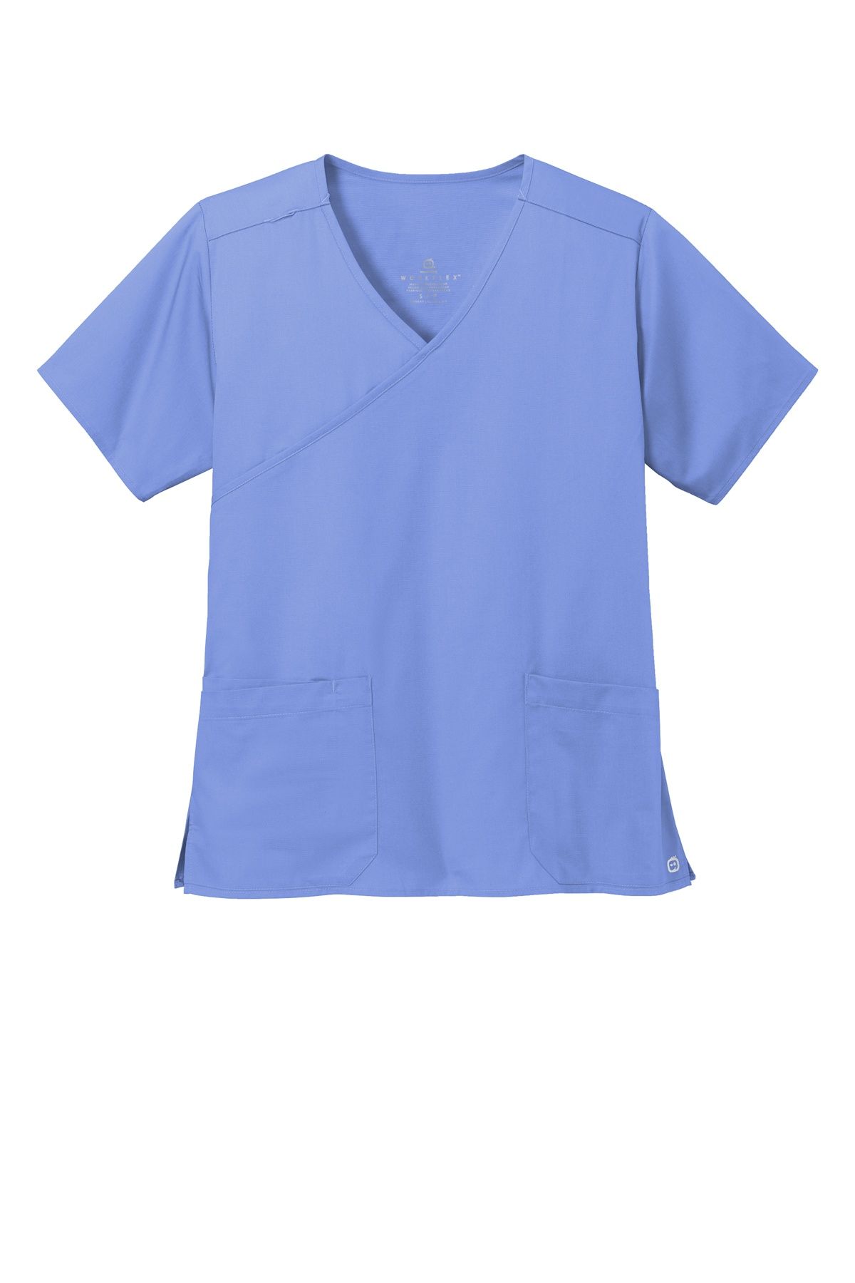 WonderWink Womens WorkFlex Mock Wrap Top in Ceil Blue