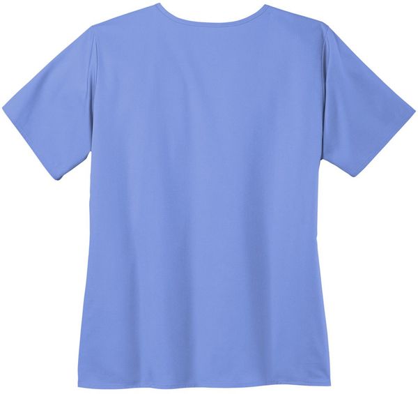 Am image of a Custom WonderWink Womens WorkFlex Mock Wrap Top in Ceil Blue!