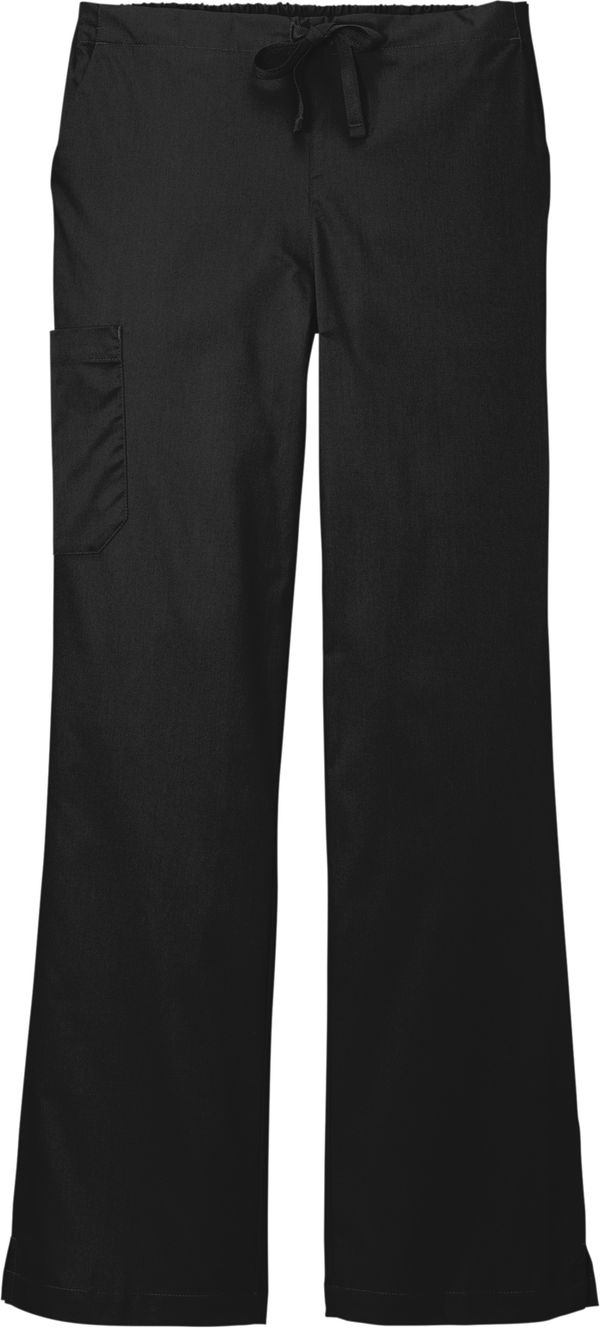 An image of a Custom WonderWink Womens WorkFlex Flare Leg Cargo Pant in Black!
