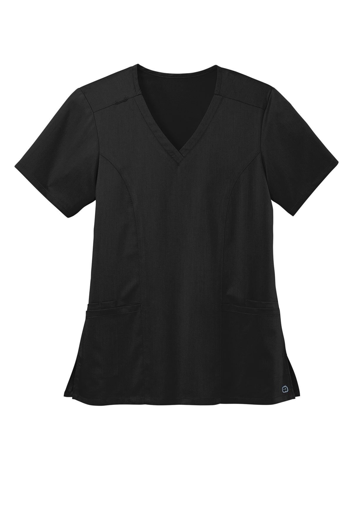 WonderWink Womens Premiere Flex V Neck Top in Black