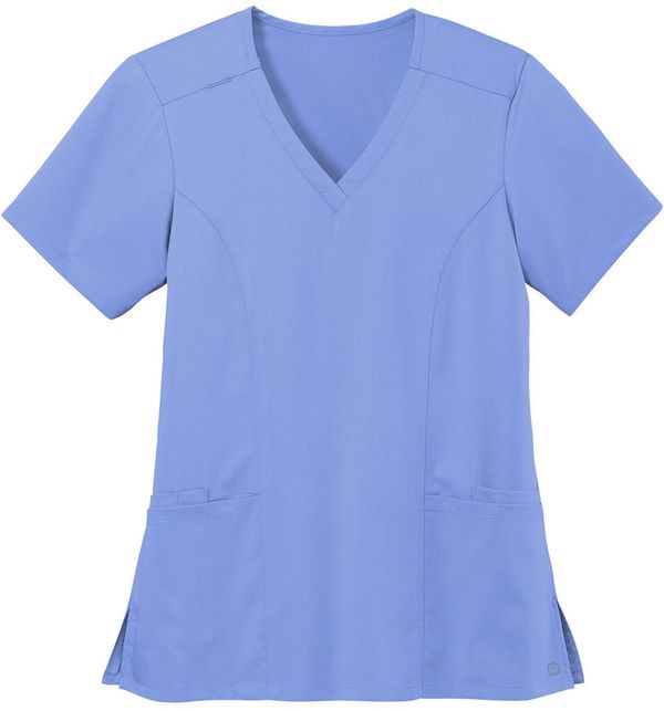 An image of a Custom WonderWink Womens Premiere Flex V Neck Top in Ceil Blue!
