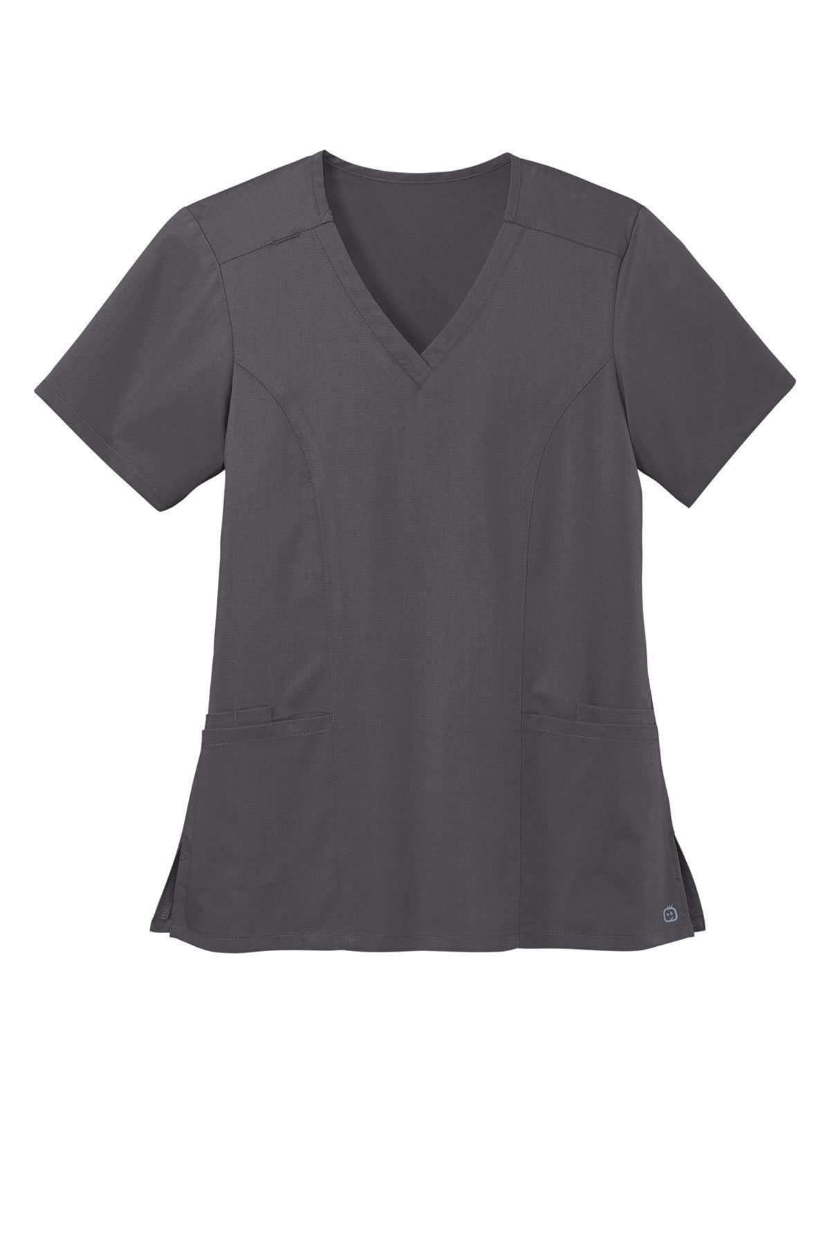 WonderWink Womens Premiere Flex V Neck Top in Pewter