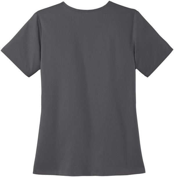 Am image of a Custom WonderWink Womens Premiere Flex V Neck Top in Pewter!