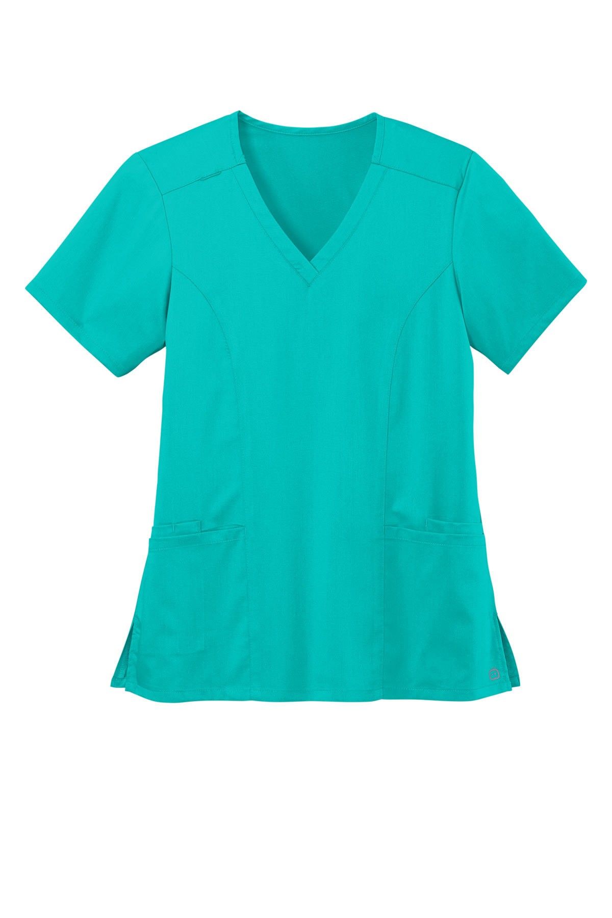 WonderWink Womens Premiere Flex V Neck Top in Teal Blue