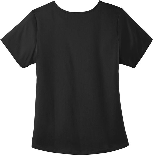 An image of a Custom WonderWink Womens Premiere Flex Mock Wrap Top in Black!