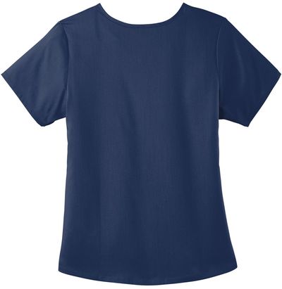 Am image of a Custom WonderWink Womens Premiere Flex Mock Wrap Top in Navy!