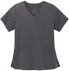 Am image of a Custom WonderWink Womens Premiere Flex Mock Wrap Top in Pewter!
