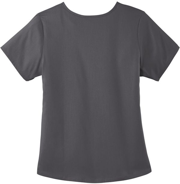 Am image of a Custom WonderWink Womens Premiere Flex Mock Wrap Top in Pewter!