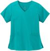 Am image of a Custom WonderWink Womens Premiere Flex Mock Wrap Top in Teal Blue!