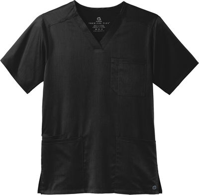 Am image of a Custom WonderWink Mens Premiere Flex VNeck Top in Black!