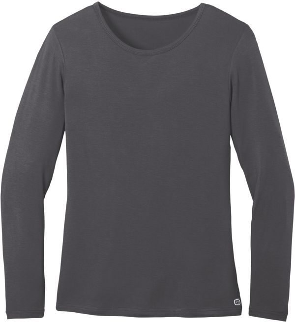 Am image of a Custom WonderWink Womens Long Sleeve Layer Tee in Pewter!