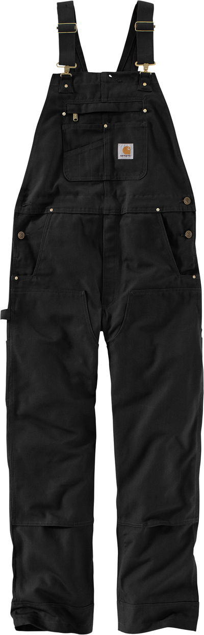 Am image of a Custom Carhartt Duck Unlined Bib Overalls in Black!