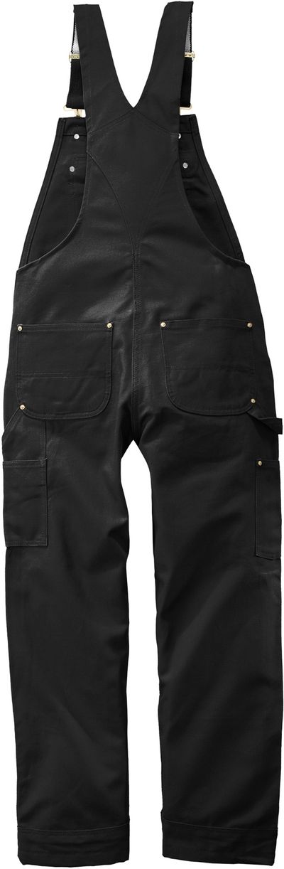 Am image of a Custom Carhartt Duck Unlined Bib Overalls in Black!