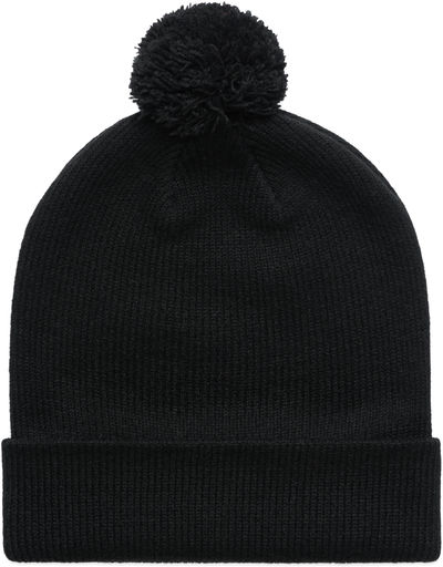 Am image of a Custom AS Colour Pom Pom Beanie in Black!