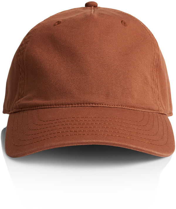 Am image of a Custom AS Colour Access Five Panel Cap in Clay!