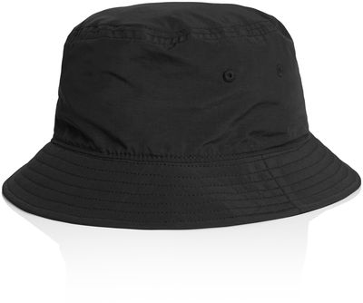 Am image of a Custom AS Colour Nylon Bucket Hat in Black!