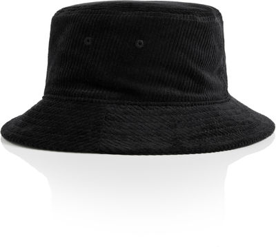 Am image of a Custom AS Colour Cord Bucket Hat in Black!