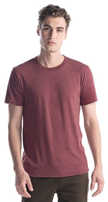 Jerico Unisex Bamboo Tri Blend Crewneck T in Heather Bordeaux