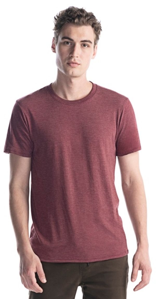 Am image of a Custom Jerico Unisex Bamboo Tri Blend Crewneck T in Heather Bordeaux!