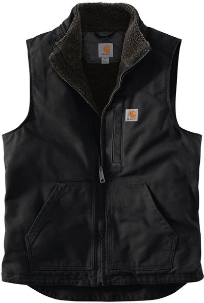 Am image of a Custom Carhartt Sherpa Lined Mock Neck Vest in Black!