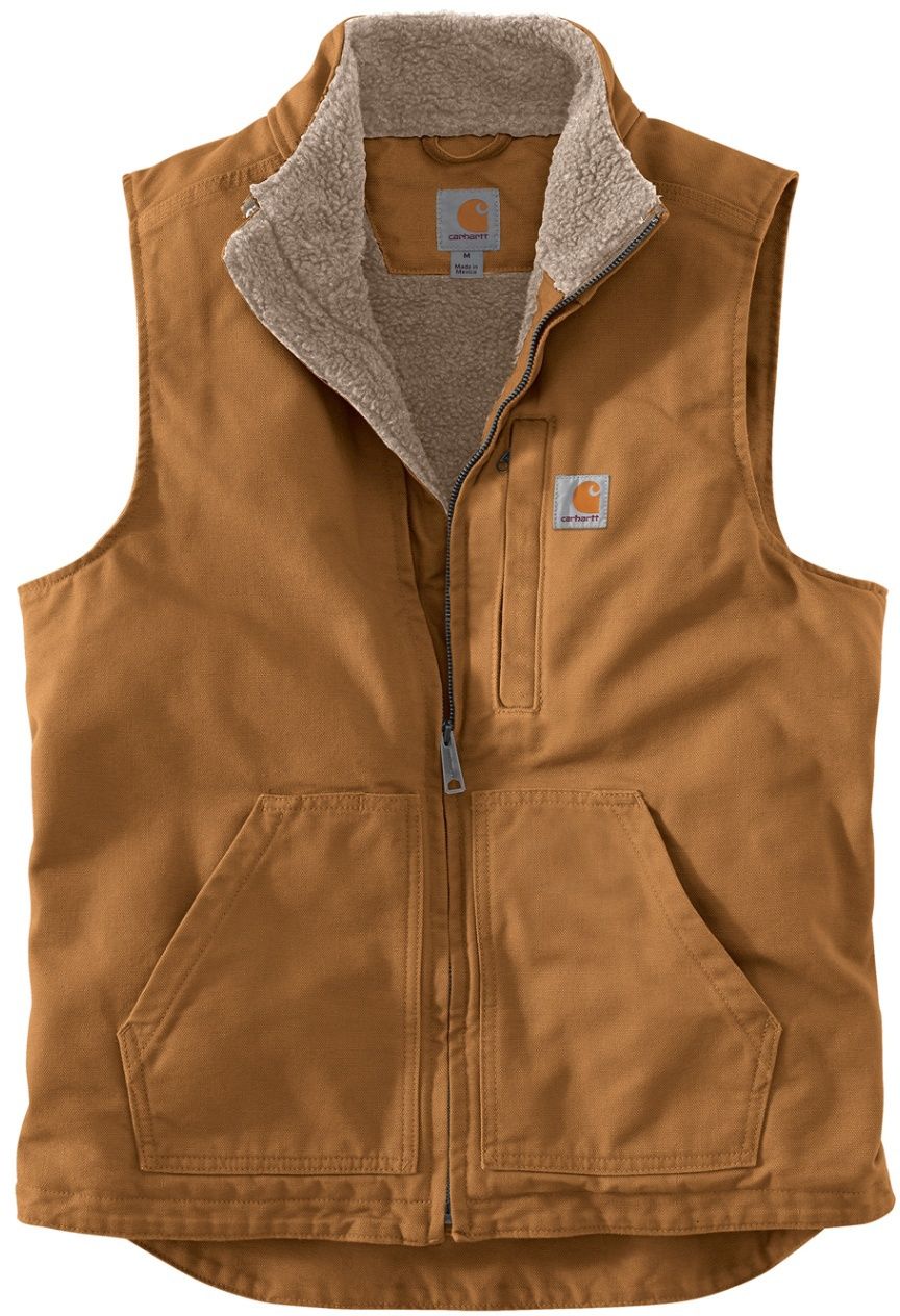 Carhartt Sherpa Lined Mock Neck Vest in Carhartt Brown