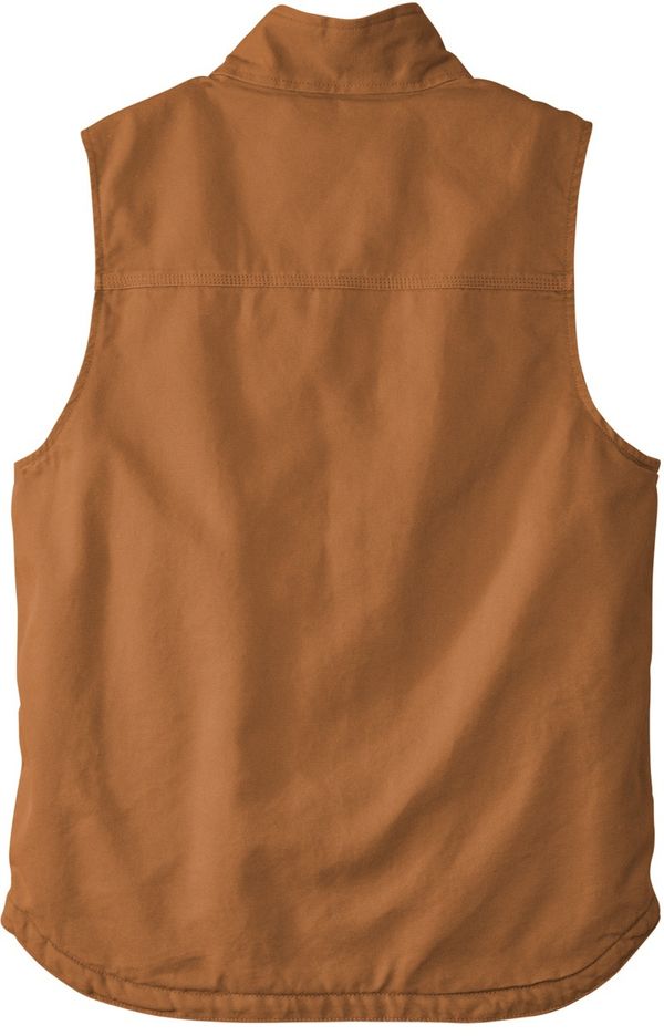 Am image of a Custom Carhartt Sherpa Lined Mock Neck Vest in Carhartt Brown!