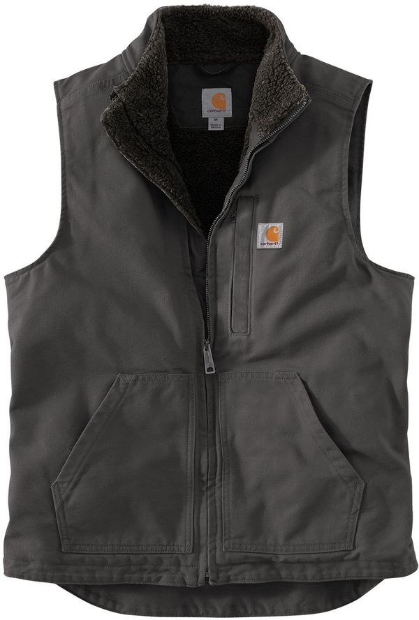 Am image of a Custom Carhartt Sherpa Lined Mock Neck Vest in Gravel!