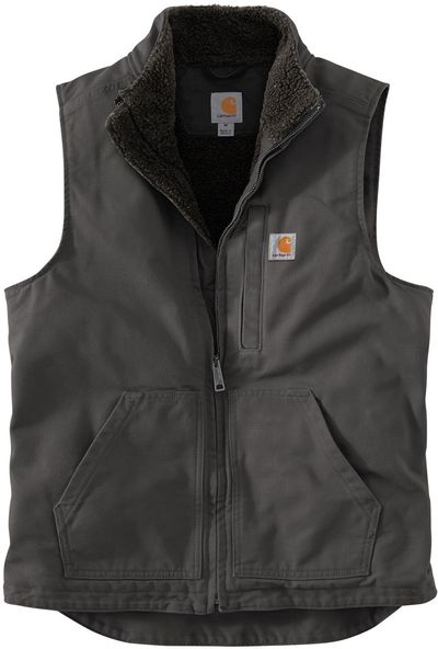 Am image of a Custom Carhartt Sherpa Lined Mock Neck Vest in Gravel!