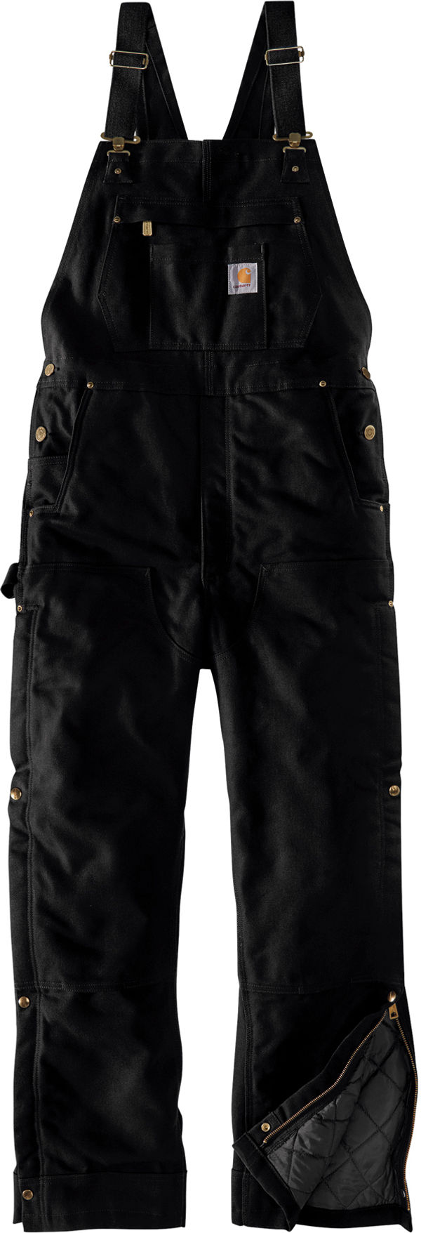 Am image of a Custom Carhartt Firm Duck Insulated Bib Overalls in Black!