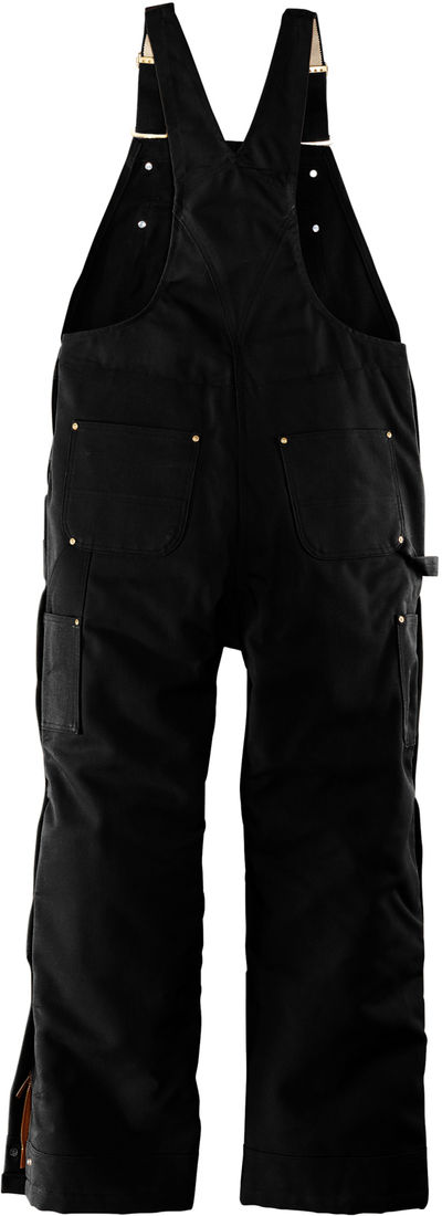Am image of a Custom Carhartt Firm Duck Insulated Bib Overalls in Black!