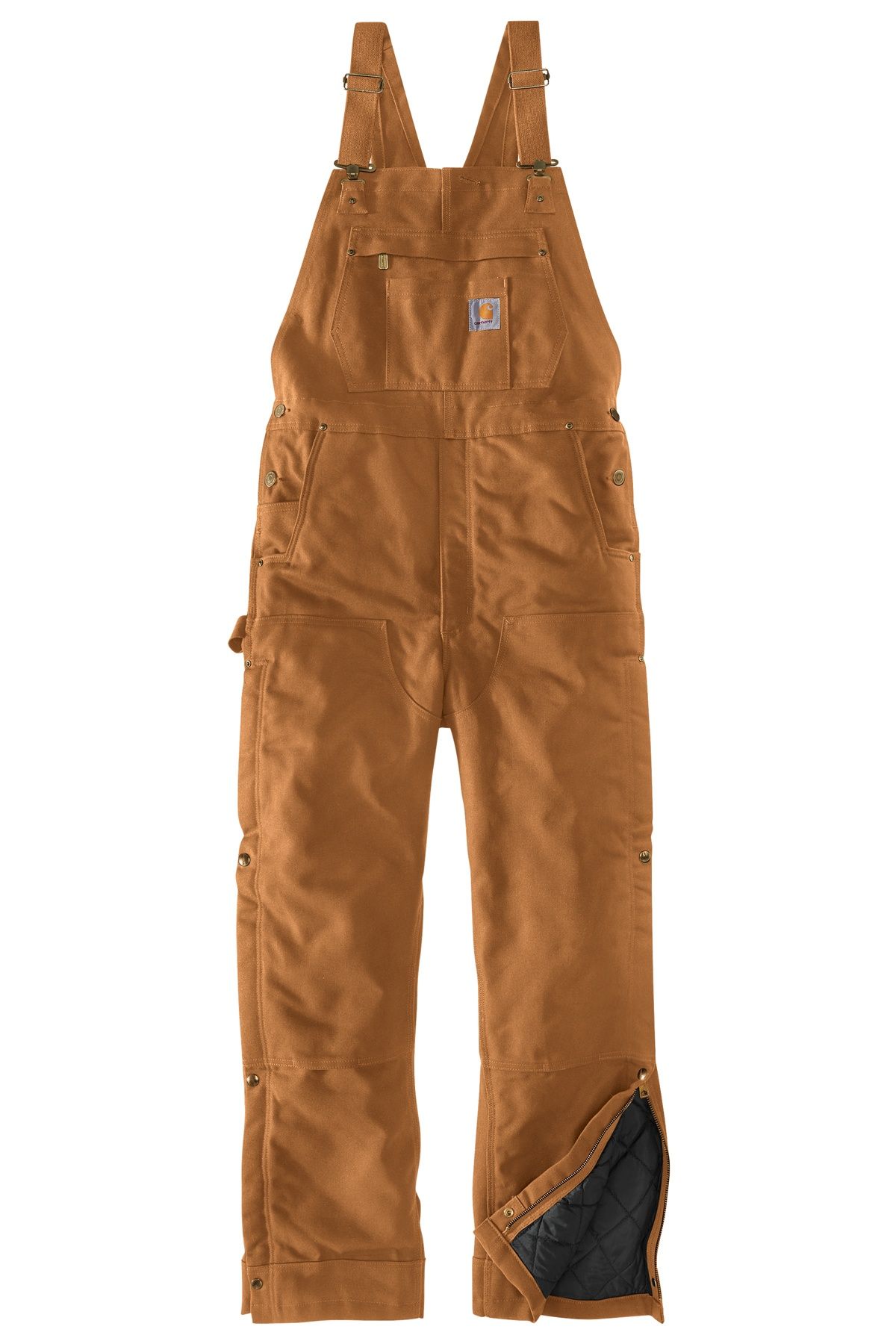 Carhartt Firm Duck Insulated Bib Overalls in Carhartt Brown