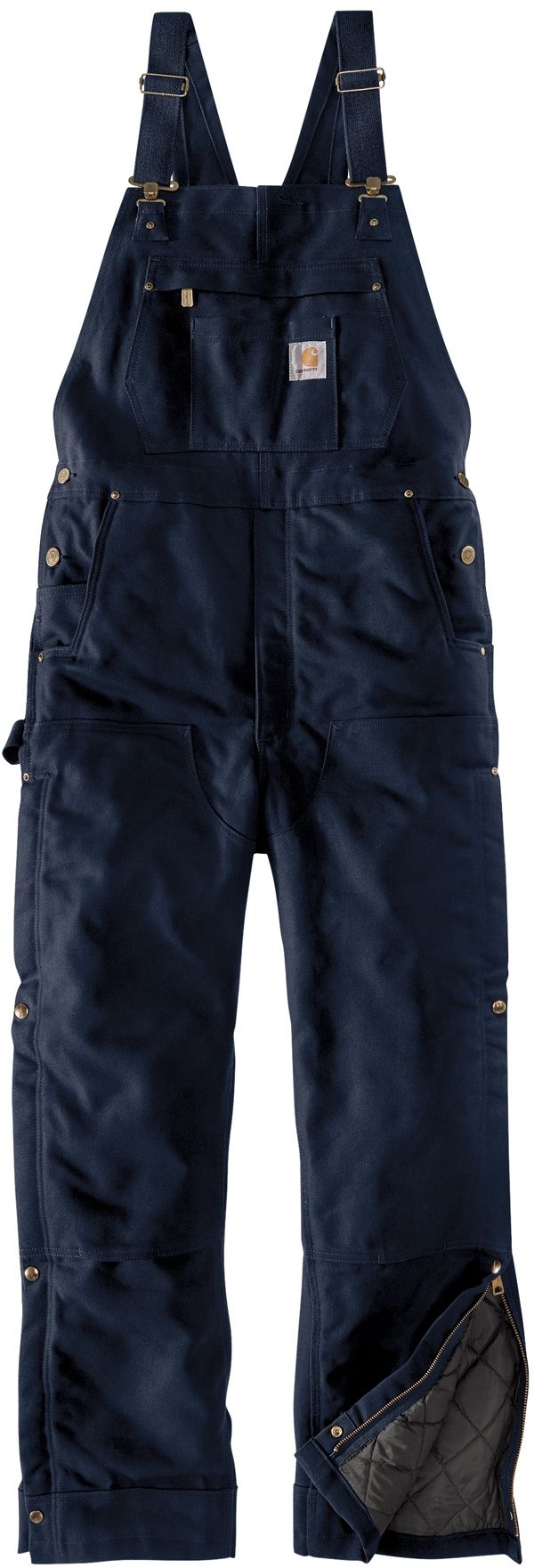 Am image of a Custom Carhartt Firm Duck Insulated Bib Overalls in Dark Navy!