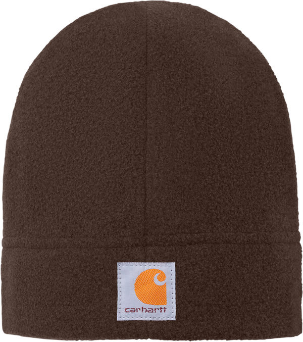 Am image of a Custom Carhartt Fleece Hat in Dark Brown!