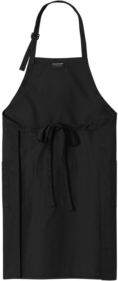 Am image of a Custom Port Authority Easy Care Extra Long Bib Apron with Stain Release in Black!