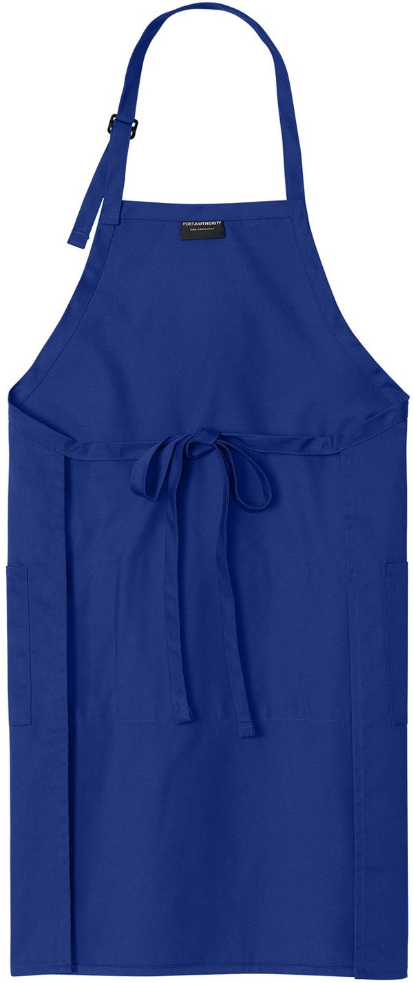 Am image of a Custom Port Authority Easy Care Extra Long Bib Apron with Stain Release in Royal!