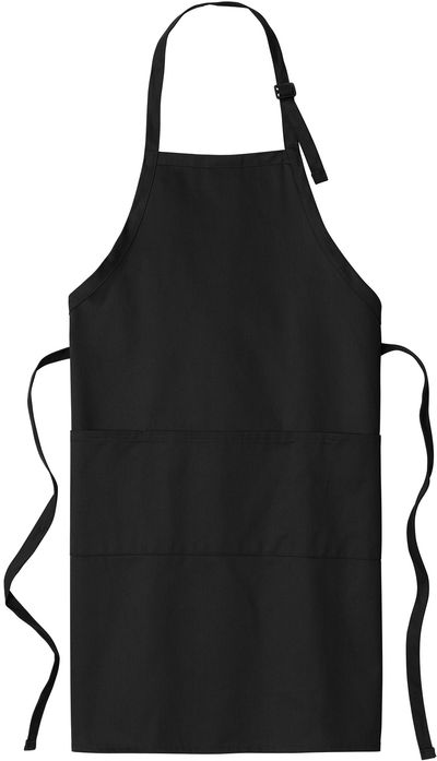 Am image of a Custom Port Authority Easy Care Extra Long Bib Apron with Stain Release in Black!