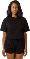 Am image of a Custom LA Apparel Heavy Jersey Tee With Binding in Black!